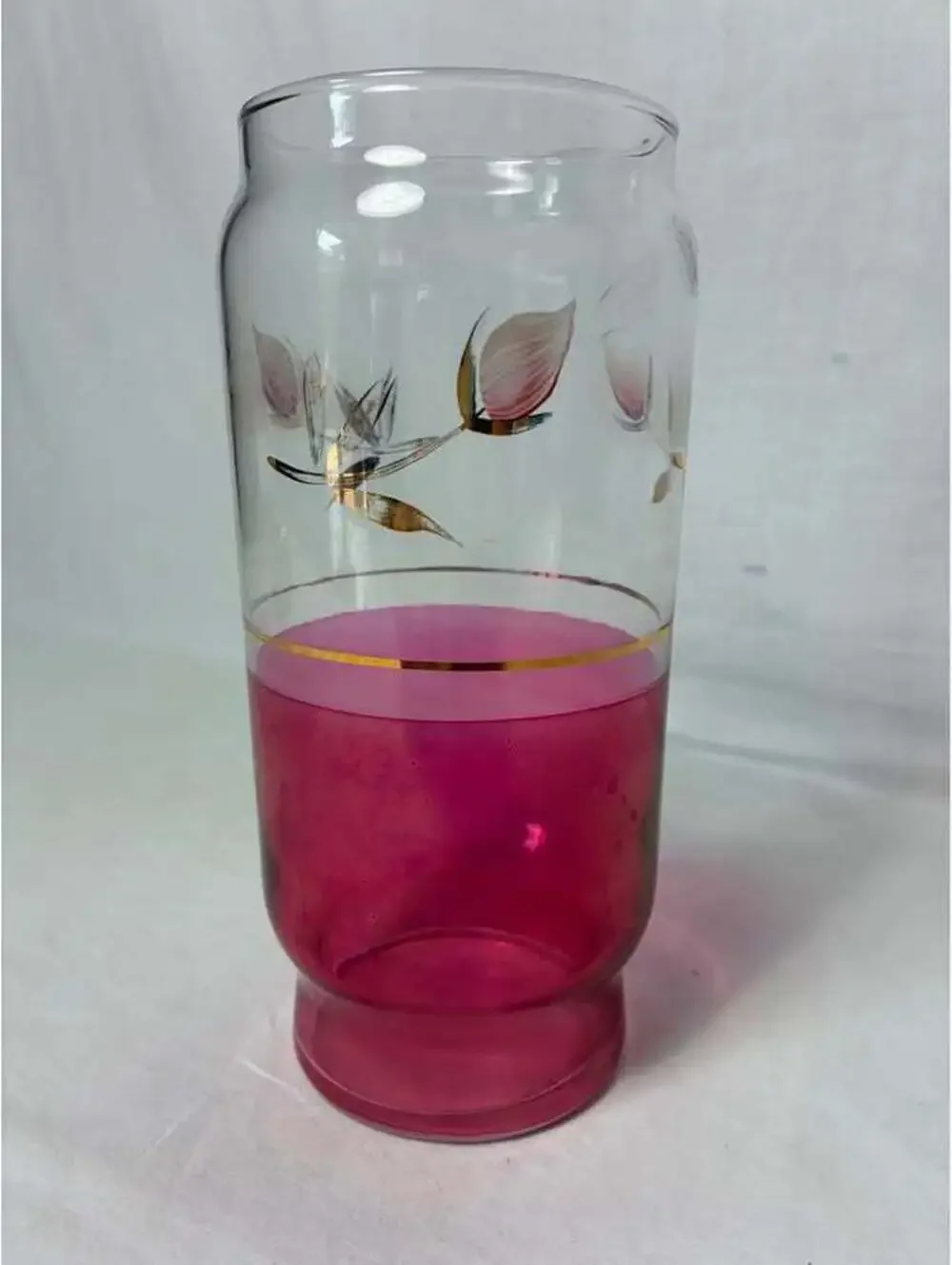 Vintage cranberry tone & gilded glass vase
